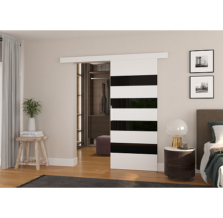 Posuvné dveře na stěnu MILOU 96 White+Black Lacobel Posuvné dveře na stěnu MILOU 96 White+Black Lacobel