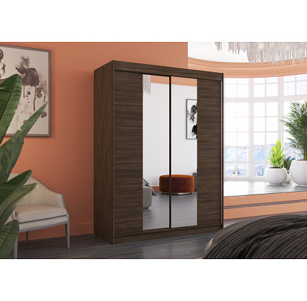 Posuvná skříň se zrcadlem FEVER 150 Choco+Choco