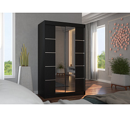 Posuvná skříň se zrcadlem GENUA 120 Černá+Černá