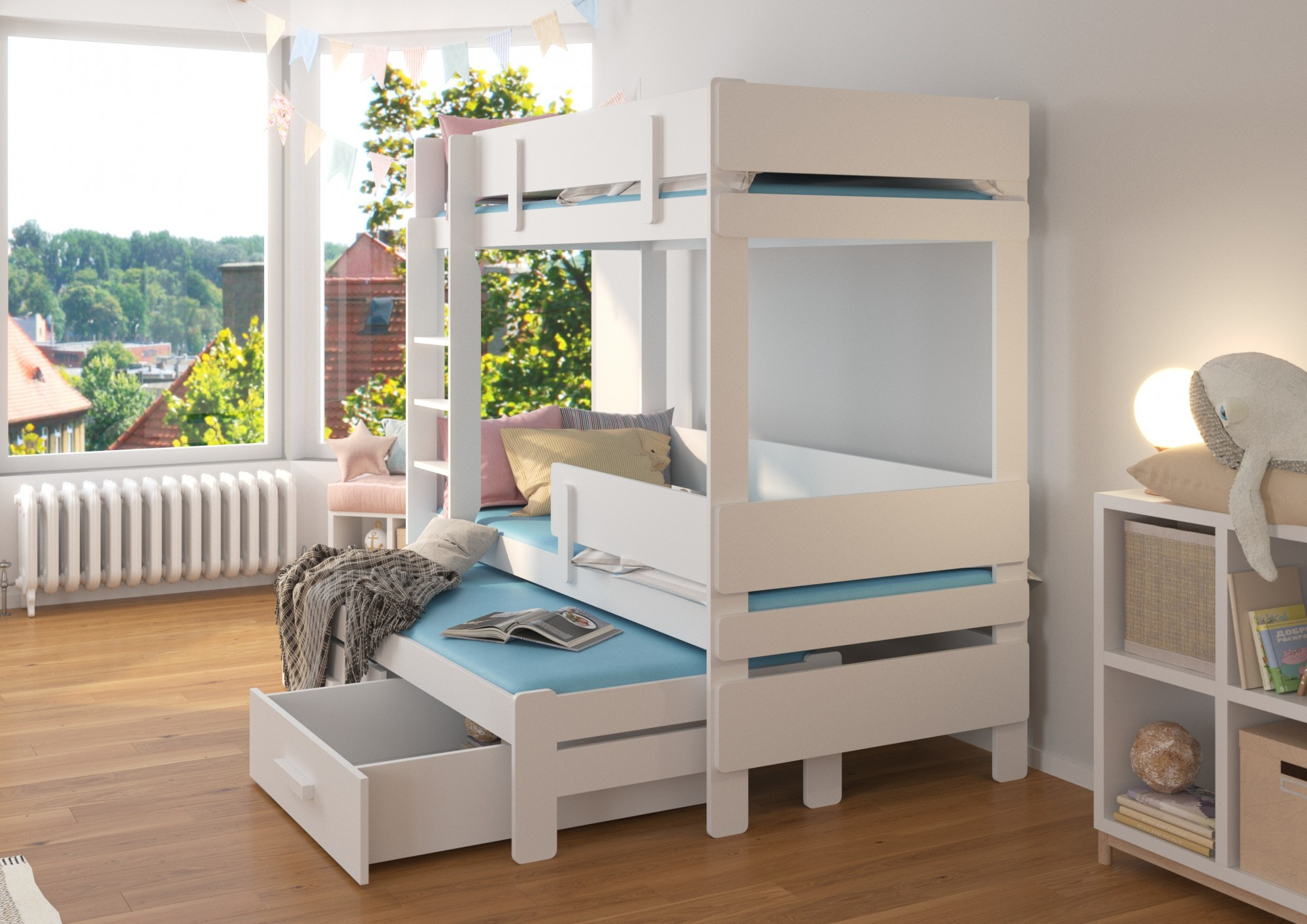 Patrov postel pro t i osoby etapo 180x80 b l antracitov n bytek pegas