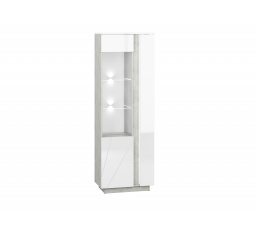 Regál LUMENS 03, Levý beton stříbrný/bílý lesk 