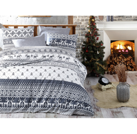 Vánoční bavlněný povlak na polštář Christmas grey 70x90