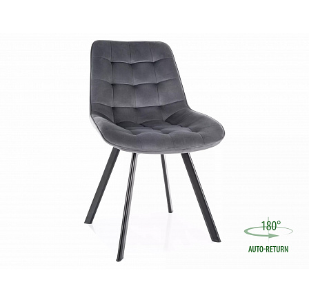 Jídelní otočná židle MONTI VELVET, Šedý Bluvel 14/Černá