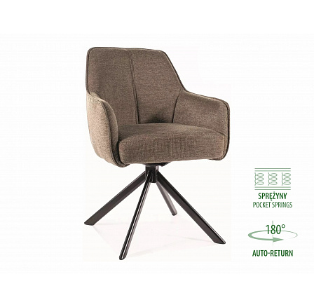 Jídelní otočná židle NOTTI s pružinovým sedákem, Brego Olivová 77/Černá