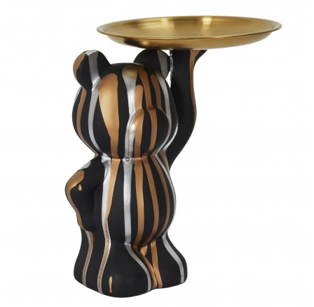 Figurka Deco Bear s černým podnosem