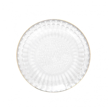 Talíř BARREL pruhované sklo se zlatým okrajem 15 cm