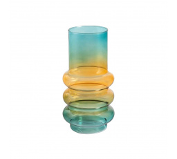 Váza CIRCLE sklo žluto-modrý ombre 11x26cm 726859