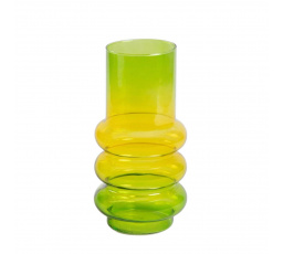 Váza CIRCLE sklo žluto-zelený ombre 11x26cm 726835