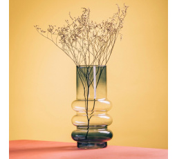 Váza CIRCLE modro-transparentní ombre sklo 11x26cm 726828