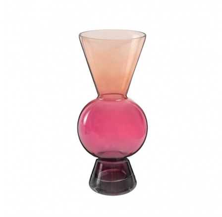 Váza VASEO sklo růžovo-oranžová 7x25cm 726774