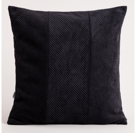 Povlak na polštář FALLERE s manšestrovým vzorem černý 45x45 cm 749902