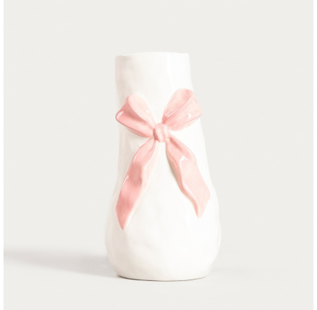 Keramická váza BOWSY s mašlí 10x20,5 cm 753053