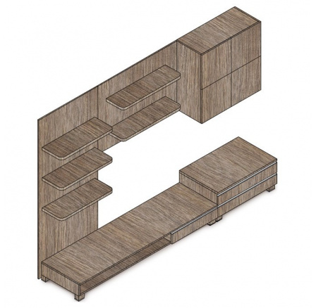 Obývací stěna 300x59x210cm, mdf, hnědá, 9HQ08