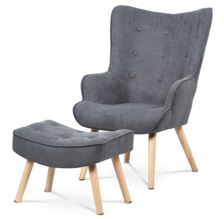 Křeslo ušák, šedá látka, AK-302 GREY2