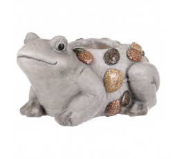 Žába - magnesium, obal na květiny, šedá s kamínky