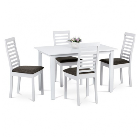 Jídelní set s 4 židlemi, 120x75x75cm, masiv, bílá, AUT-4000 WT