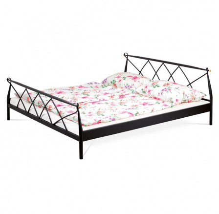 Dvoulůžková postel 184x205cm, kov, černá, BED-1907 BK