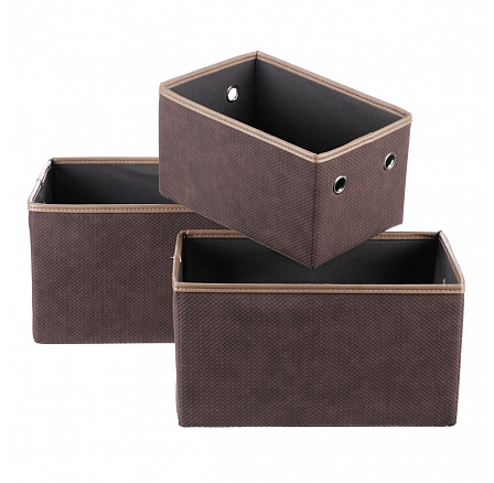 Koš látkový - skládací, hnědý, cena za sadu 3 ks