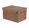 Koš regálový - látkový s víkem, hnědá barva