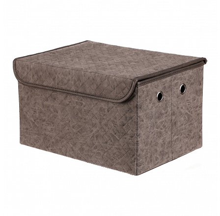 Koš regálový - látkový s víkem, šedá barva