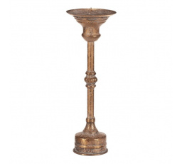 Svícen kovový na podstavci - vysoký 27 cm, bodec na vrchu, zlatý