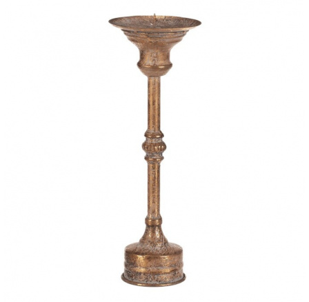 Svícen kovový na podstavci - vysoký 27 cm, bodec na vrchu, zlatý