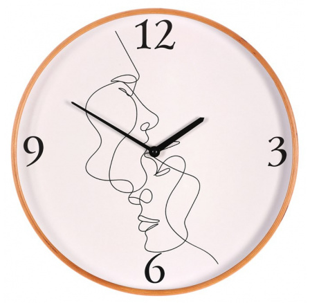 Hodiny nástěnné - obličeje, MDF s dřevěným rámem, 40 cm