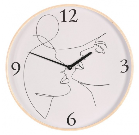 Hodiny nástěnné - obličeje, MDF s dřevěným rámem, 40 cm