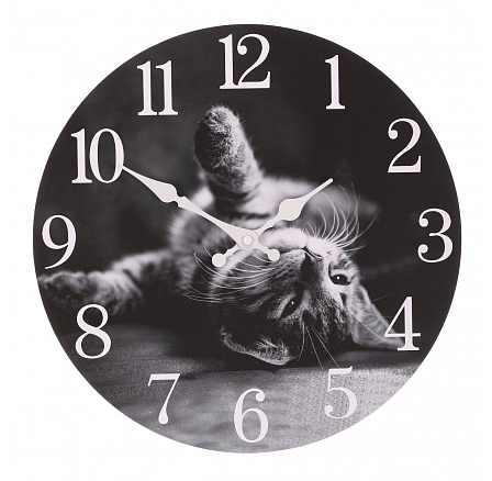 Hodiny nástěnné - pr. 34 cm, MDF, hravé kotě Hodiny nástěnné - pr. 34 cm, MDF, hravé kotě