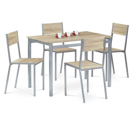 Jídelní set s 4 židlemi, 110x70x77cm, mdf, dub sonoma, HARVEY SON