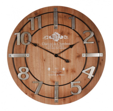 Hodiny nástěnné - hnědé, arabské číslice, MDF, 68 cm