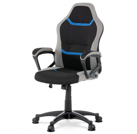 Herní židle, houpací mechanismus, černá látka, KA-L611 BLUE