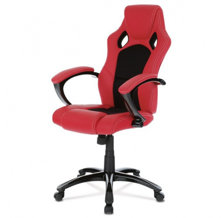 Herní křeslo, houpací mechanismus, červená ekokůže, KA-Y157 RED