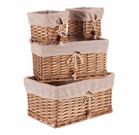 Koš proutěný - regálový, hranatý, cena za sadu 4 ks Koš proutěný - regálový, hranatý, cena za sadu 4 ks