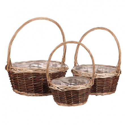 Obal na květiny - proutěný košík, cena za sadu 3 ks Obal na květiny - proutěný košík, cena za sadu 3 ks