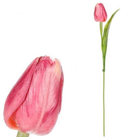 Tulipán plastový - řezaná květina, tm. růžová, cena za 1 ks