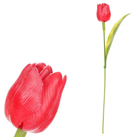 Tulipán plastový - řezaná květina, červená, cena za 1 ks