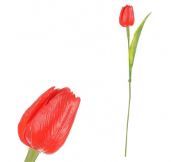Tulipán plastový - řezaná květina, tm. oranžová, cena za 1 ks