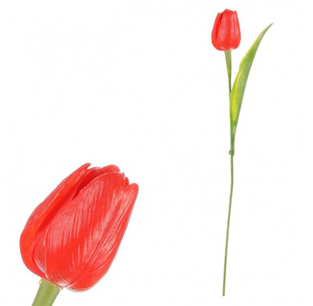 Tulipán plastový - řezaná květina, tm. oranžová, cena za 1 ks