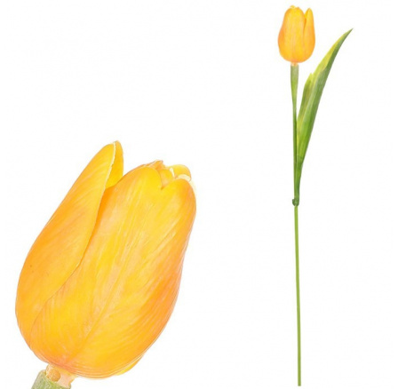 Tulipán plastový - řezaná květina, žlutá, cena za 1 ks