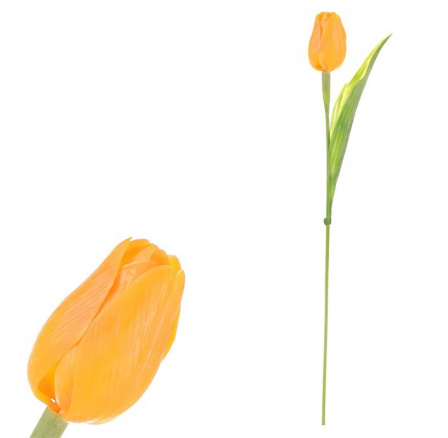 Tulipán plastový - řezaná květina, tm. žlutá, cena za 1 ks