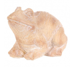 Žába - zahradní figurka, menší, polyresin, imitace dřeva