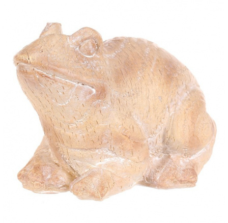 Žába - zahradní figurka, menší, polyresin, imitace dřeva
