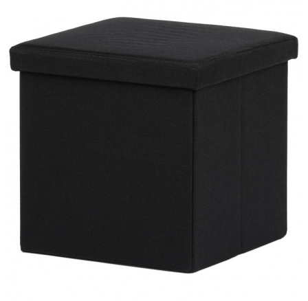 Taburet s úložným prostorem, černá, látka, TAB-461 BK2