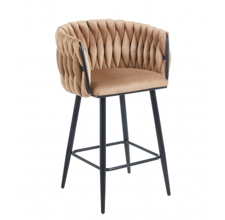 Barová židle velvet cappuccino černý rám H7-FX