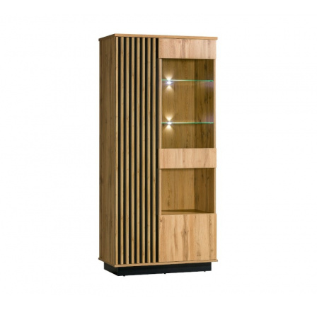 Systém "LAMELO" LA3 (Vitrína 2D1W) - Barva: černá Systém "LAMELO" LA3 (Vitrína 2D1W) - Barva: černá