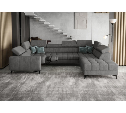 Rohová sedací souprava PORTO MAX I , relax 225X350X193 cm - šedá , pravá