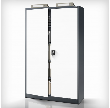 Kancelářská kovová skříň na dokumenty antracitovo-bílá JAN II, 1150 x 1850 x 400 mm Kancelářská kovová skříň na dokumenty antracitovo-bílá JAN II, 1150 x 1850 x 400 mm