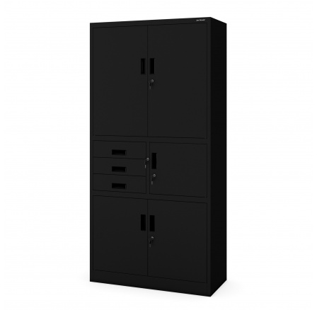 Kancelářská kovová skříň se sejfem na spisy a dokumenty FILIP II, 900 x 1850 x 400 mm, černá Kancelářská kovová skříň se sejfem na spisy a dokumenty FILIP II, 900 x 1850 x 400 mm, černá