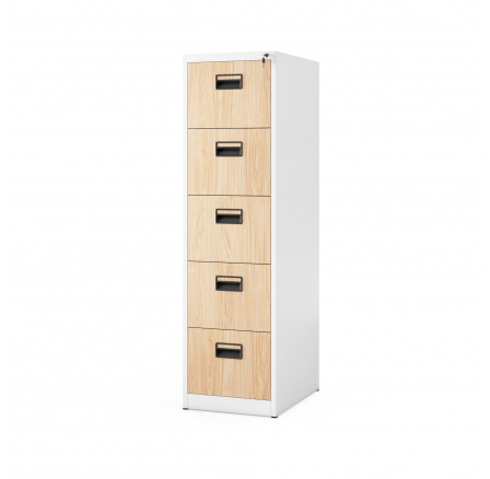 Kovová kartotéková skříň SARA V5, 460 x 1630 x 620 mm, Eco Design: bílá/ dub sonoma Kovová kartotéková skříň SARA V5, 460 x 1630 x 620 mm, Eco Design: bílá/ dub sonoma